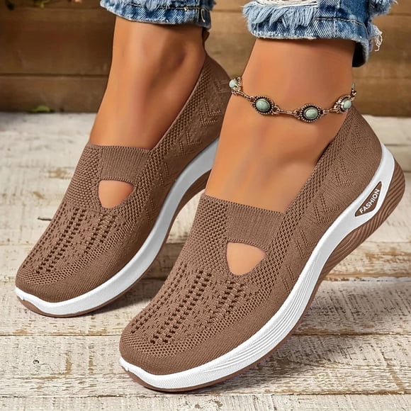 Willtoo Women's Slip on Sneakers Shoes Woven Orthopedic Breathable Soft Shoes Walking Shoes Hands Free Slip in, Soft Walking Shoes for Women