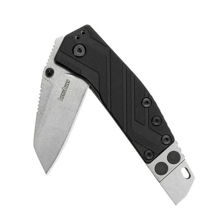 Kershaw Barge Pocket Knife (1945); 2.6-In. Stonewashed Stainless Steel Blade; Glass-Filled Nylon Handle Features Steel Back, Sturdy Frame Lock, Built-In Pry Bar and Screwdriver; Manual Opening; 5.4