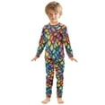 thumbnail image 6 of FORMRS Long Sleeve Top and Pants Pajama Set for Niños 2-Piece Sleepwear, Sizes 18M-8Y, Vibrant Dragon Scales Pattern, 6 of 6