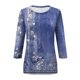 thumbnail image 4 of Camisas de manga 3/4 para mujer Camisetas gráficas con estampado lindo Blusas Casual Tallas grandes Tops básicos Jersey azul / L, 4 of 8