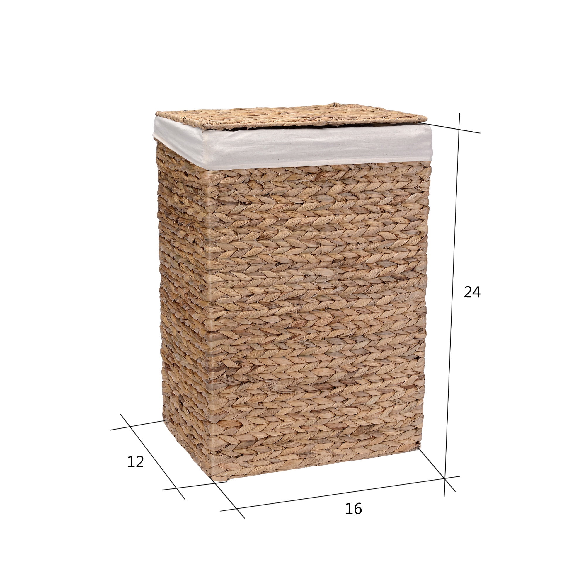 Villacera Set of 2 Handmade Water Hyacinth Wicker Laundry Hampers with Lids (Natural)