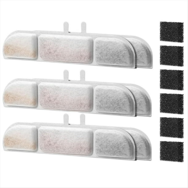Filtros de Repuesto para Fuente de Agua para Filtro de Fuente de Agua para Mascotas de 84 Oz/2,5 L, Filtro de Agua para Gatos de Filtración Triple, 6 Piezas