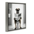 thumbnail image 3 of Stupell Industries Boxer Dog & Newspaper Animals & Insects Painting Gray Floater Framed Canvas Art Print Wall Art, 25 x 25, 3 of 9