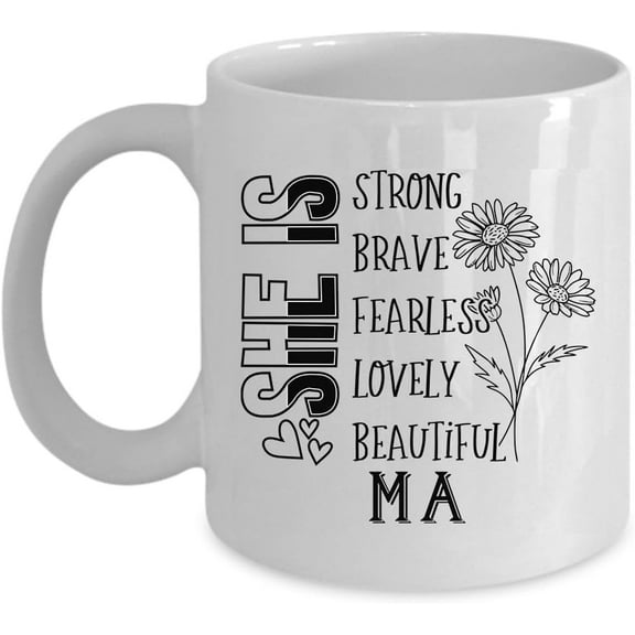 Family Unique Mug - Glam-Ma She Is Strong Coffee Mug 11oz Gifts From Daughter, Son - Lovely Glam-Ma Mugs Ceramic Present For Mom, Her, Women - Mother's Day, Happy Birthday, Christmas Cup Gifts