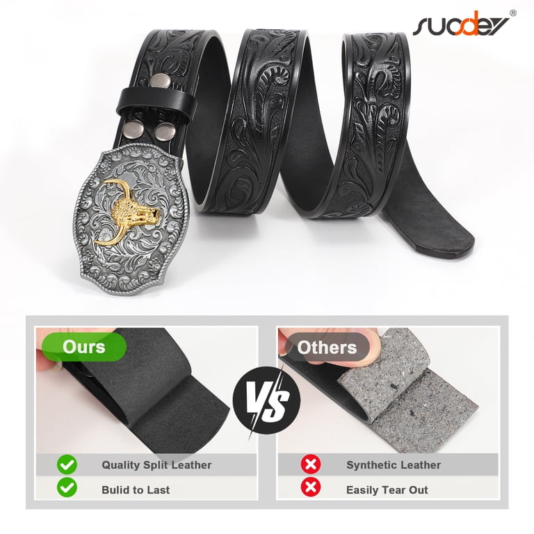 SUOSDEY Western Belts for Men Women,Cowboy Cowgirl Belts  display picture 3