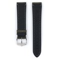 thumbnail image 4 of Hirsch Heritage Leather Watch Strap - Anthracite Black - L - 22mm - Shiny Silver Buckle - Artisan Calf Leather Band, 4 of 9