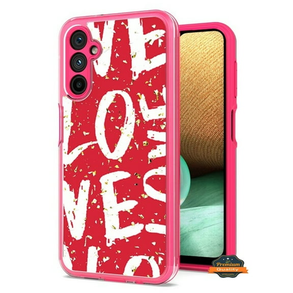 For Samsung Galaxy A35 5G Pattern Design Bling Glitter Shockproof Hybrid Soft TPU Frame and Hard PC Back Slim Phone Case Cover by Xpression - Love Red