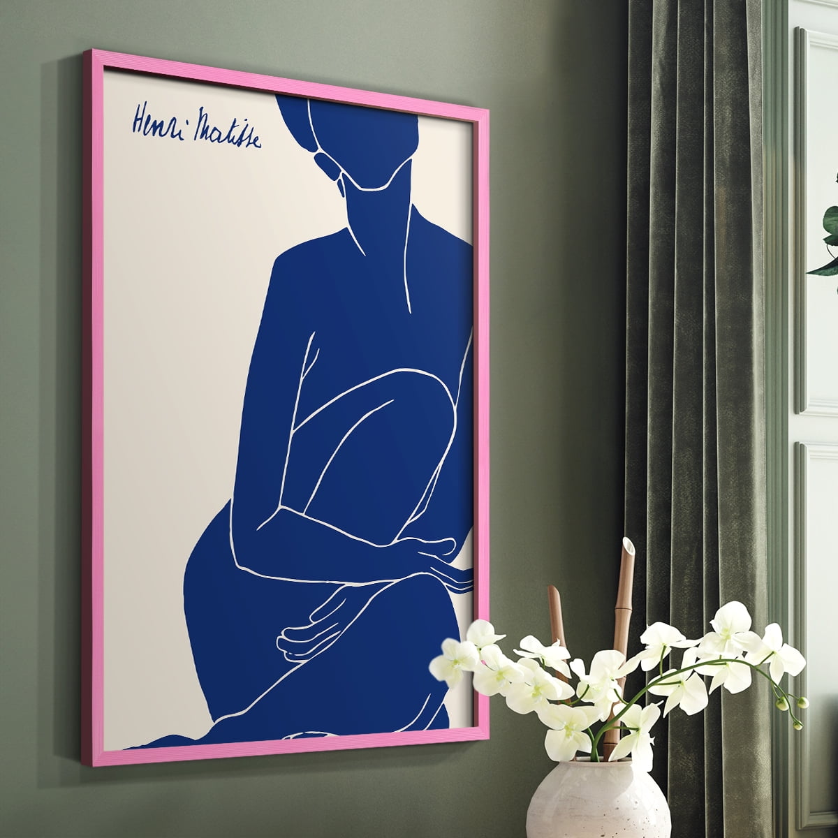 Matisse DI Framed Print in Pink Solid Wood Framed Print No Nail Hanging