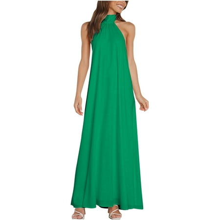 

Black Dresses for Women Prom Dress Women s Summer Cross Halter Neck Sleeveless Pure Color Cut Out Backless Flowy A Line Maxi Dress on Clearance Summer Dresses for Women 2022 Birthday Dresses