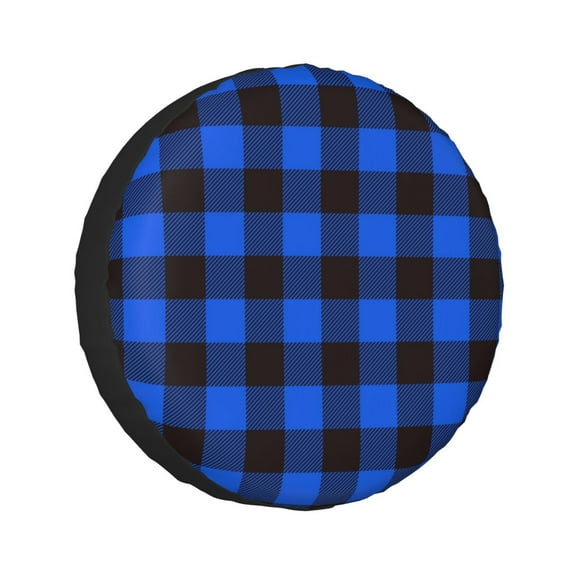 Kdxio Buffalo Plaid Blue Black for Tire Cover Wheel Protectors Tyre Covers Weatherproof Wheel Covers Universal Fit for Trailer Rv SUV Truck Camper Travel Trailers 14 inch