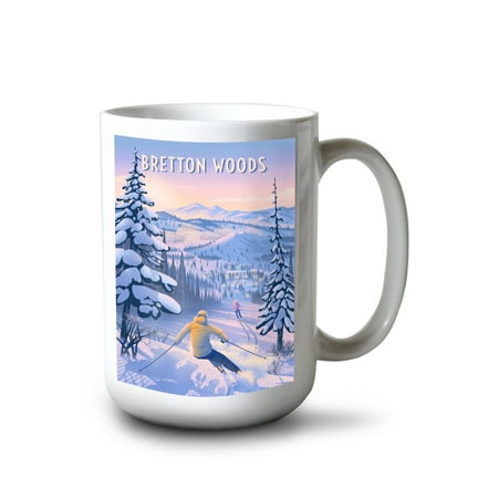 

15 fl oz Ceramic Mug Bretton Woods New Hampshire Ski for Miles Skiing Dishwasher & Microwave Safe