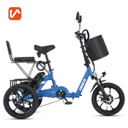 VIRIBUS 16 in. Folding Electric Trike with Dual Seats 350W Motor 48V 10.4Ah Battery Navy