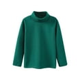 thumbnail image 3 of Girls Long Sleeve Turtleneck Top Soft Cotton Knit Pullover Basic Solid Mock Neck Shirt for Kids Youth School Wear (Dark Green,140), 3 of 3