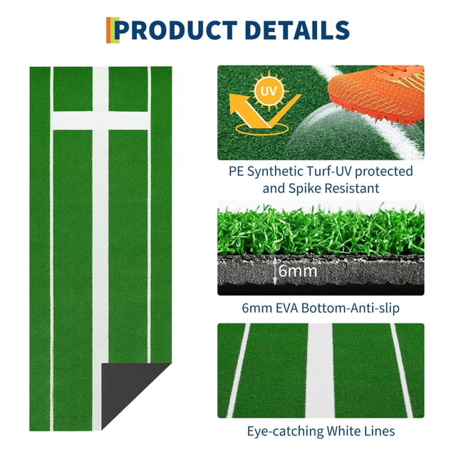 EDTara 10x3 Ft Professional Softball Pitching Mat, Features All-Weather Rubber and Uv-Resistant Turf, Designed for Indoor and Outdoor Practice for Consistent Softball Training