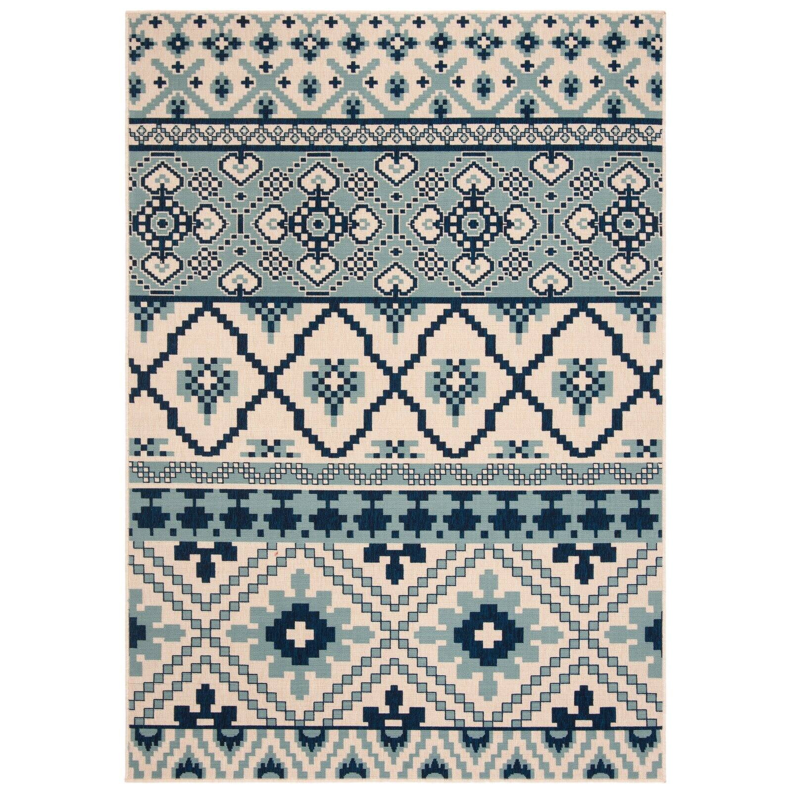 SAFAVIEH Veranda Dogon Southwestern Indoor/Outdoor Area Rug, 9' x 12', Turquoise/Blue