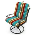 thumbnail image 4 of Jordan Manufacturing 45" x 22" Covert Fiesta Multicolor Stripe Rectangular Outdoor Chair Cushion with Ties and Hanger Loop, 4 of 14
