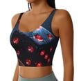 thumbnail image 2 of Daiia Cosmic Red Sparkle Dice Printed Women's Sports Bra, Breathable Activewear Bra with U-Back Design and Removable Pads, Comfortable and Supportive for Yoga, Workout-Medium, 2 of 8