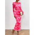 thumbnail image 3 of Vestido PRETTYGARDEN Maxi Estampado Floral Manga Larga Rosa Talla L, 3 of 8