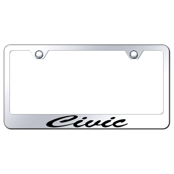Honda Civic Laser Etched Script Stainless Steel License Plate Frame (Chrome)