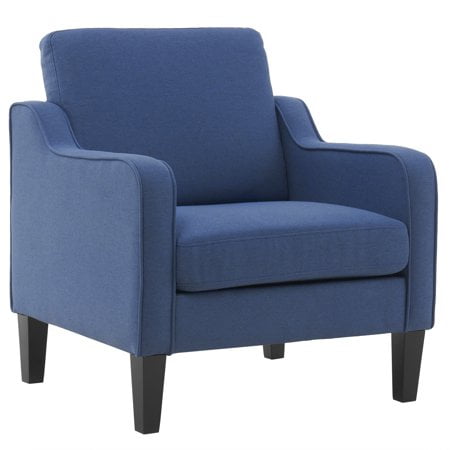 VINGLI Mid-century Modern Accent Chair,Navy Blue Fabric Accent Chair for Living Room Upholstered 