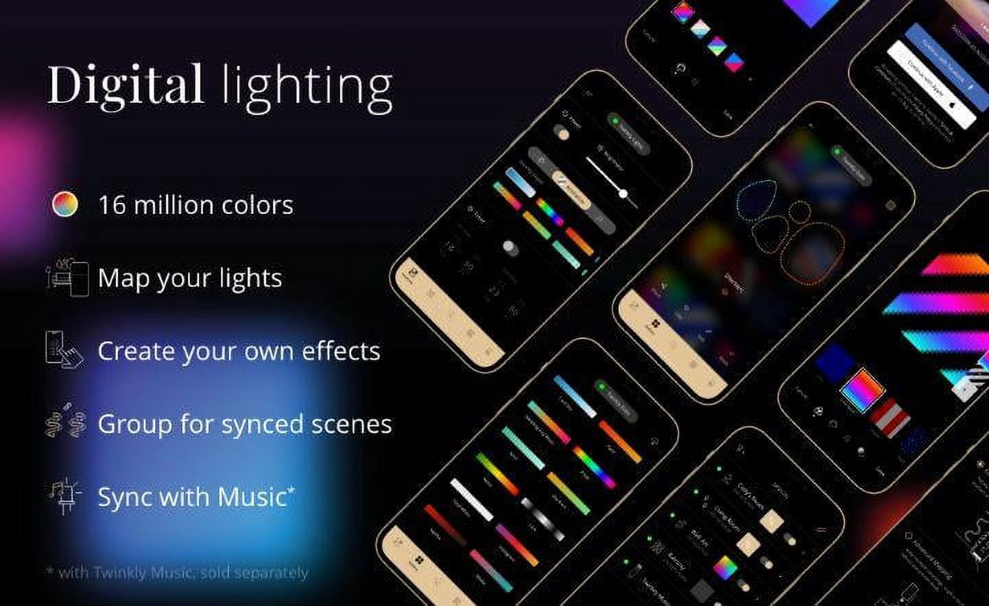 Twinkly Dots – 60 RGB LED Multicolor Lights String, Clear Wire, USB