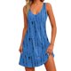 thumbnail image 1 of vestido casual de mujer con bolsillos vestido de playa boho de verano blusas florales para mujer camisetas vestido con cuello en v vestidos sin mangas sueltos azul real / l, 1 of 7