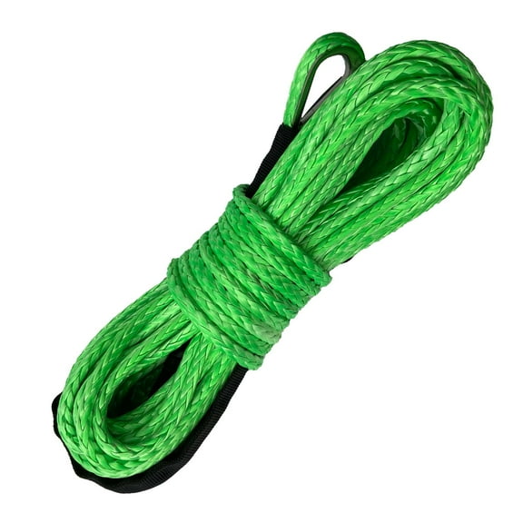 1/4 Inch x 50 Feet 9,500LBs Synthetic Winch Line Cable Rope with Black Protecing Sleeve for ATV UTV(Green)