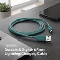 thumbnail image 2 of Powertek Ultra 6ft USB-A to Lightning Cable, Teal, Silicone with PVC Mesh Jacket, Steady Data Transfer, MFi Certified Charging Cable, 2 of 6