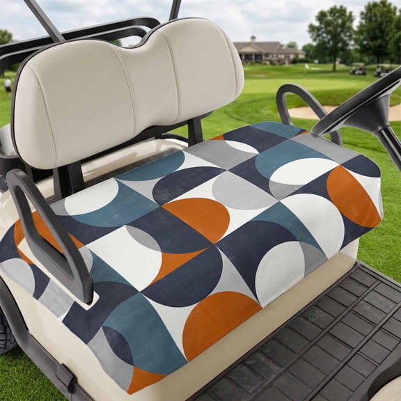 Golf Cart Seat Covers for 2 Seater,Navy Blue Microfiber Cart Seat Towel Blanket,Middle Century Modern Geometric Abstract Art Absorbent Breathable NonSlip Bench Seats Protector for Golf Course 51"x31"