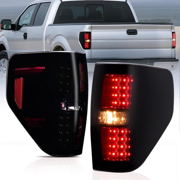 Nilight Taillight Assembly Compatible with 2009 2010 2011 2012 2013 2014 Ford F150 Incandescent Type Styleside Upgrade LED tail lights; Rear Brake Lamps Smoked Lens