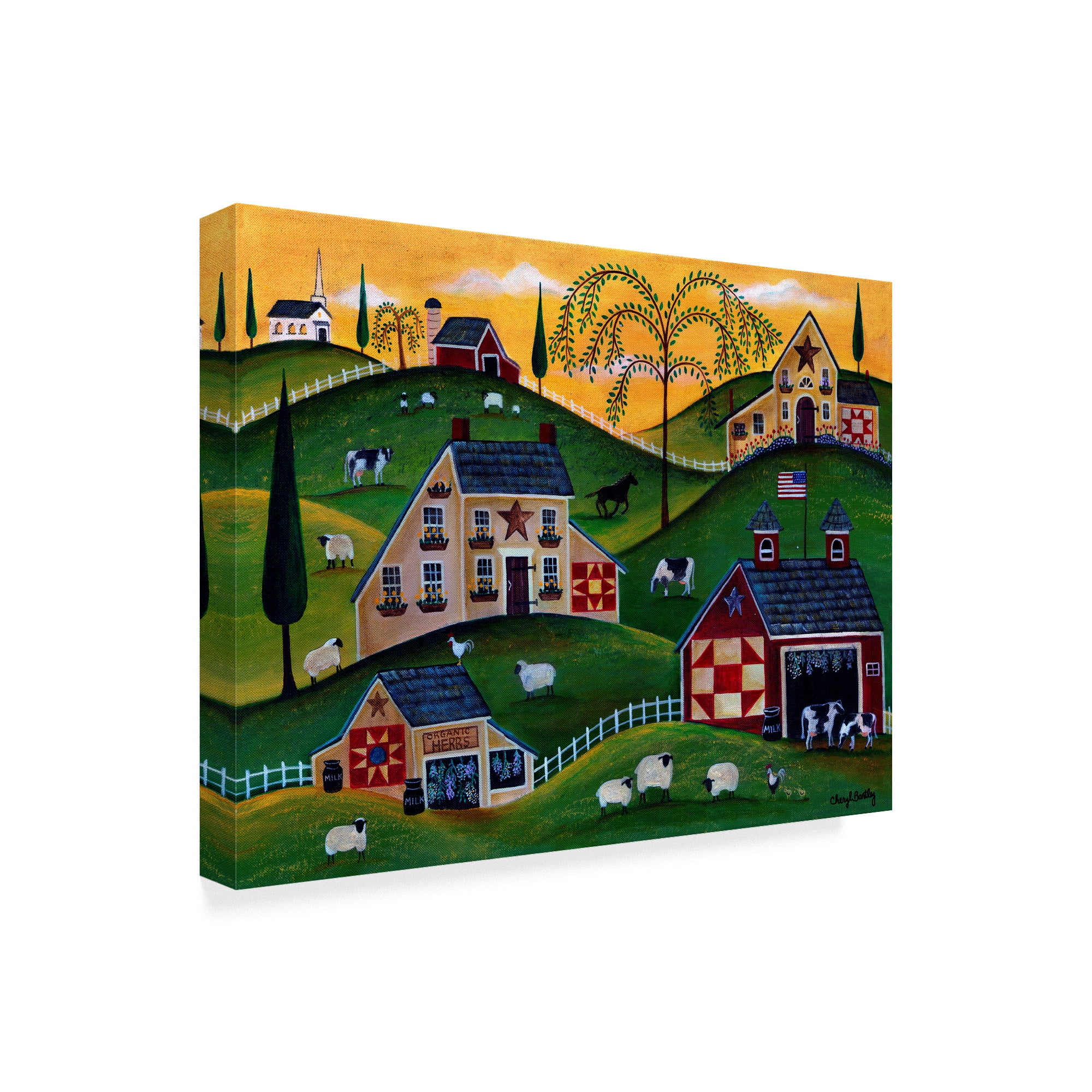 Trademark Fine Art 'American Organic Herb Sheep Cow Farmland' Canvas Art by Cheryl Bartley