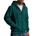 thumbnail image 6 of Hearthz Flannel Hoodie for Men Oversized Full Zip Up Hoodie Sweatshirts for Men Drawstring Fall Winter Warm Hoodie Jackets for Men Dark Green L, 6 of 8
