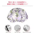 thumbnail image 4 of Lavender Flowers Bow Tie Shower Cap, Reusable Bath Hair Hat for all Hair Lengths Hair Cover with Elastic Band Double Waterproof Layers Bathing Hat, 4 of 5