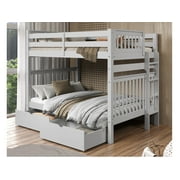 Bedz King Bunk Beds Full over Full Mission Style with End Ladder and 2 Under Bed Drawers, Gray