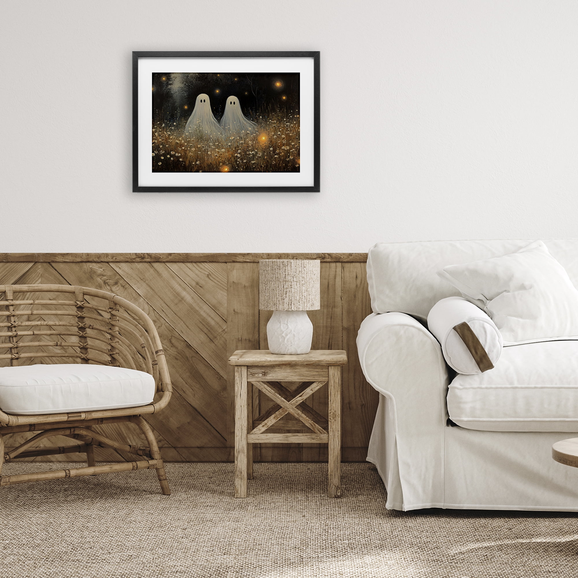 Stupell Industries Ethereal Ghost Twins Black Framed Print Under Glass, design by Jacky Ngan