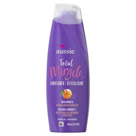 Aussie Paraben-Free Total Miracle Conditioner w/ Apricot For Hair Damage, 12.1 fl (Best Shampoo And Conditioner For Bleached Hair)