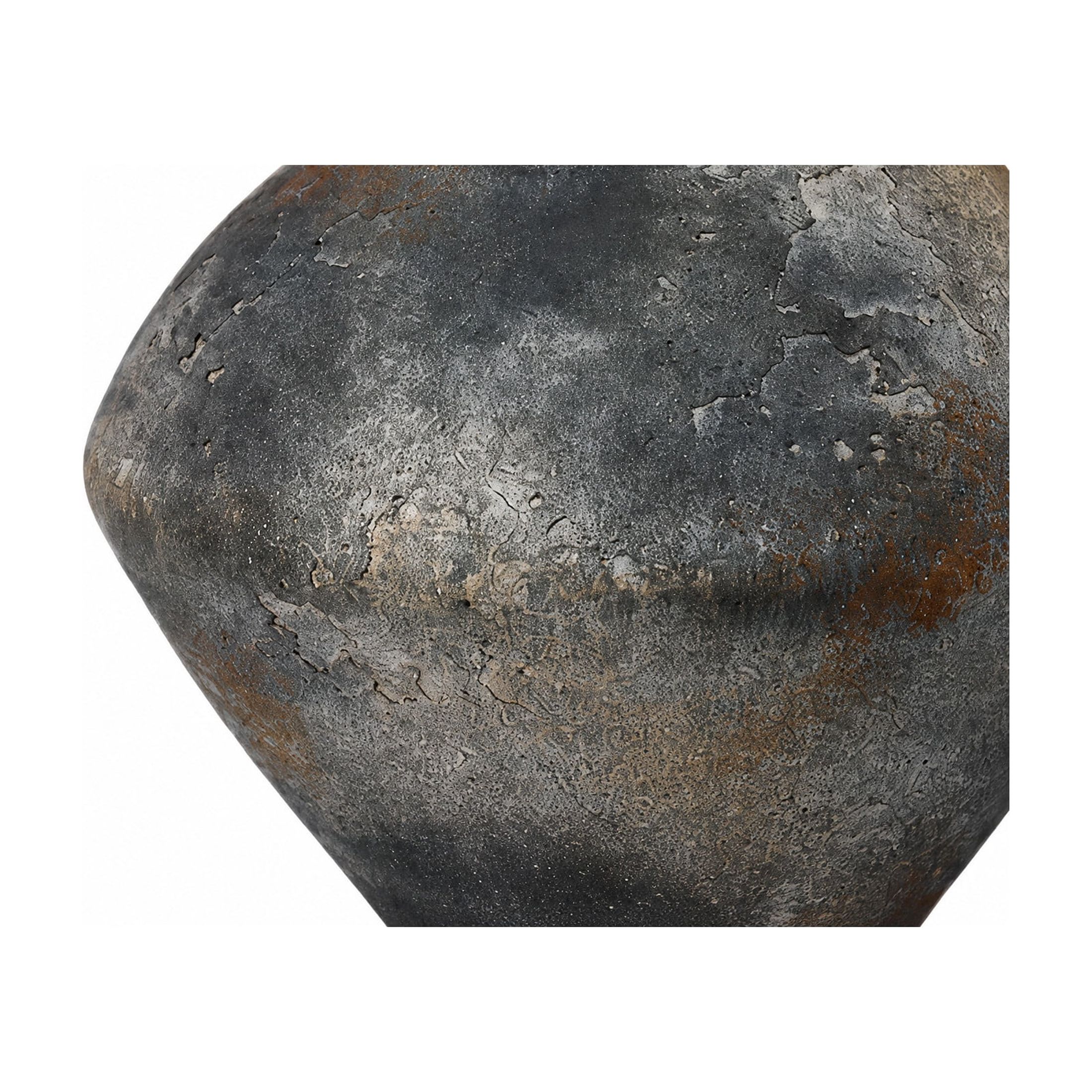 DecMode 7" Antique Style Textured Dark Gray Ceramic Vase