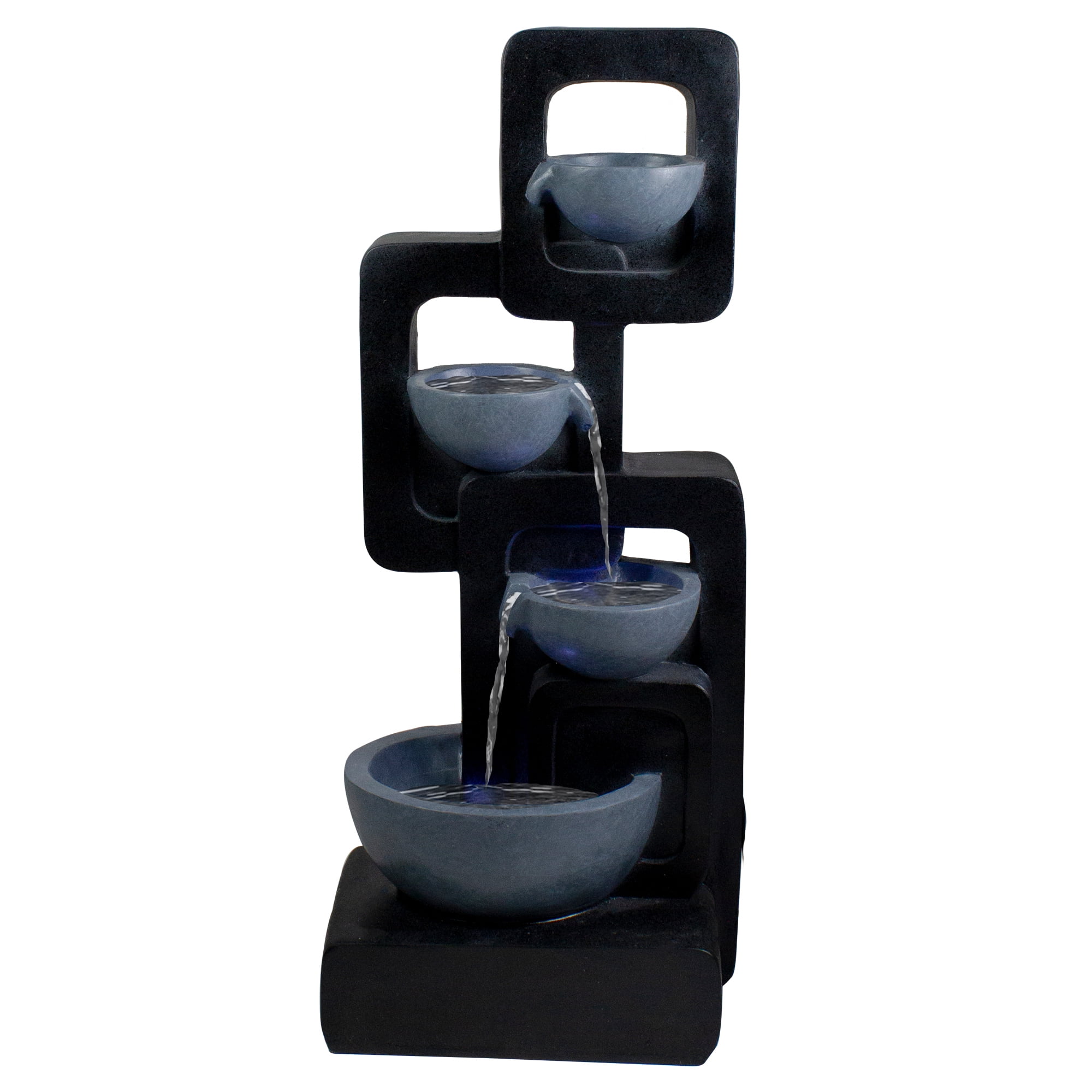 32" Black and Gray Fourtier Modern Outdoor Garden Water Fountain
