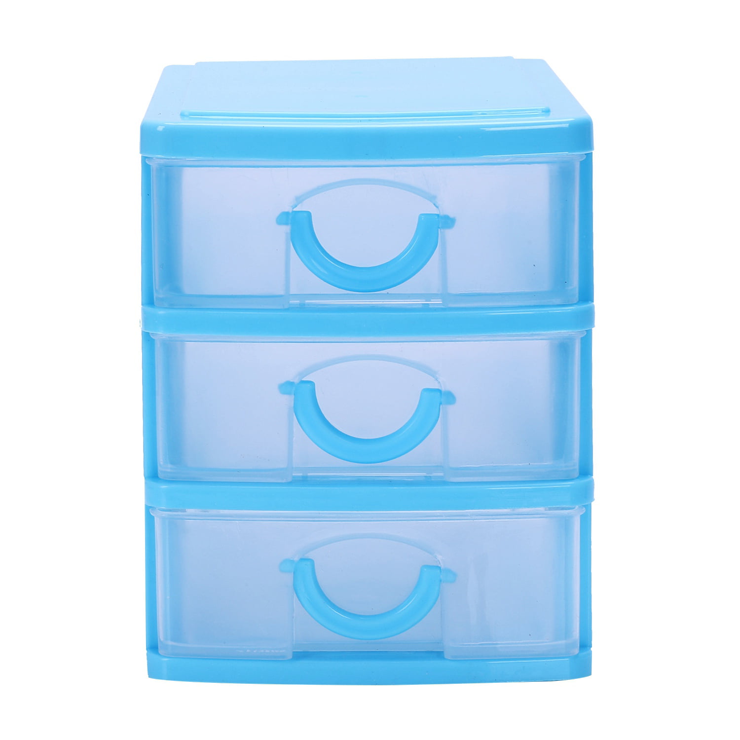 Mini translucent Drawer type plastic Storage Box（Blue 3 Layers