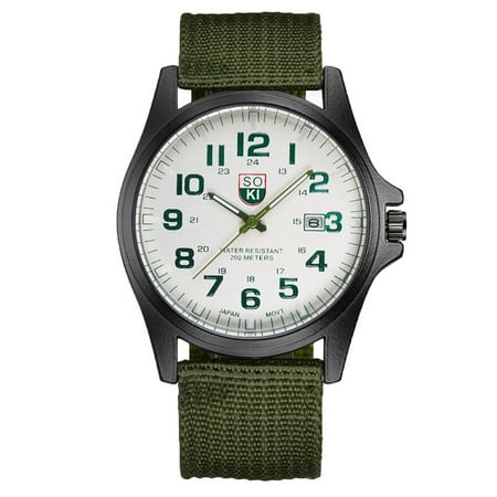 amousa Watch Fashion Men s Military Watch Woven Nylon Belt Calendar Quartz Watch