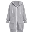 thumbnail image 5 of Women's Zip Up Hoodies Long Tunic Sweatshirts Oversized Fleece Casual Long Sleeve 2026 Fall Hoodie Jacket Coat, Gray, L, 5 of 6