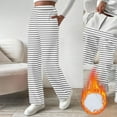 thumbnail image 2 of Maean Women's Striped Pants Fleece Fuzzy Lined Straight Leg Loose Trousers Casual High Waist Sweatpants, 2 of 7