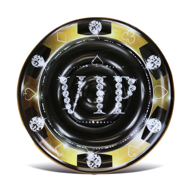 CoTa Global Black & Gold VIP Poker Chip Inflatable Pool Float Mat 58 Inches, Premium Swim Floater, Heavy Duty Vinyl Flotation Pool Floats Toy For the Beach, Party, Vacation, UV Resistant - Pool Party