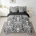 thumbnail image 3 of Damask Gothic Bedding Set Adults Antique Victorian Bed in a Bag King Size Comforter Set 7 Pieces,Black and White Sugar Skull Sheet Set Vintage Floral Goth Bed Set,Exotic Bone Skeleton Bohemian Decor, 3 of 6