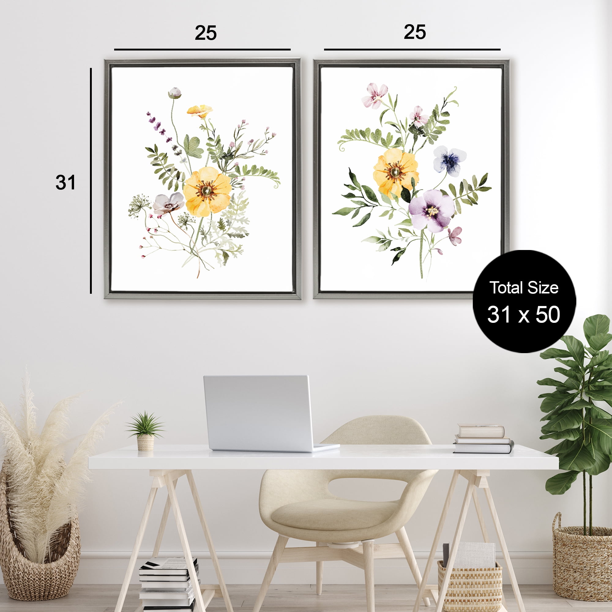 Bundles of Gardening Herbs 2 Piece Gray Framed Floater Canvas Set, design by Lettered and Lined