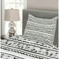 thumbnail image 3 of Ambesonne Tribal Quilted Bedspread Set 2 Pcs, Prehistoric Aztec, Twin Size, Charcoal Grey White, 3 of 4