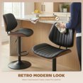 thumbnail image 4 of HOMCOM Bar Stools Set of 2, Mid-Century Modern Swivel Barstools, Black, 4 of 10