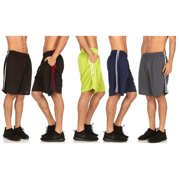 DARESAY Mens Mesh Shorts with Pockets - 5-Pack