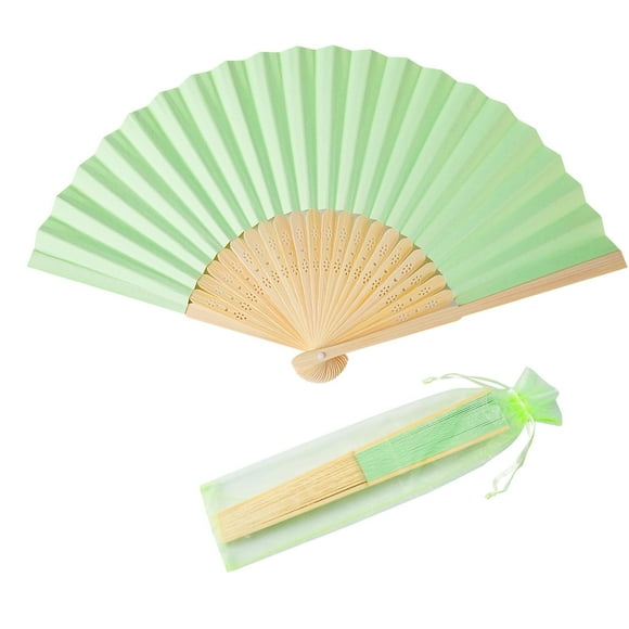 Set de ventiladores Paper Hand SL Crafts con bolsas de organza, 50 unidades, color verde claro