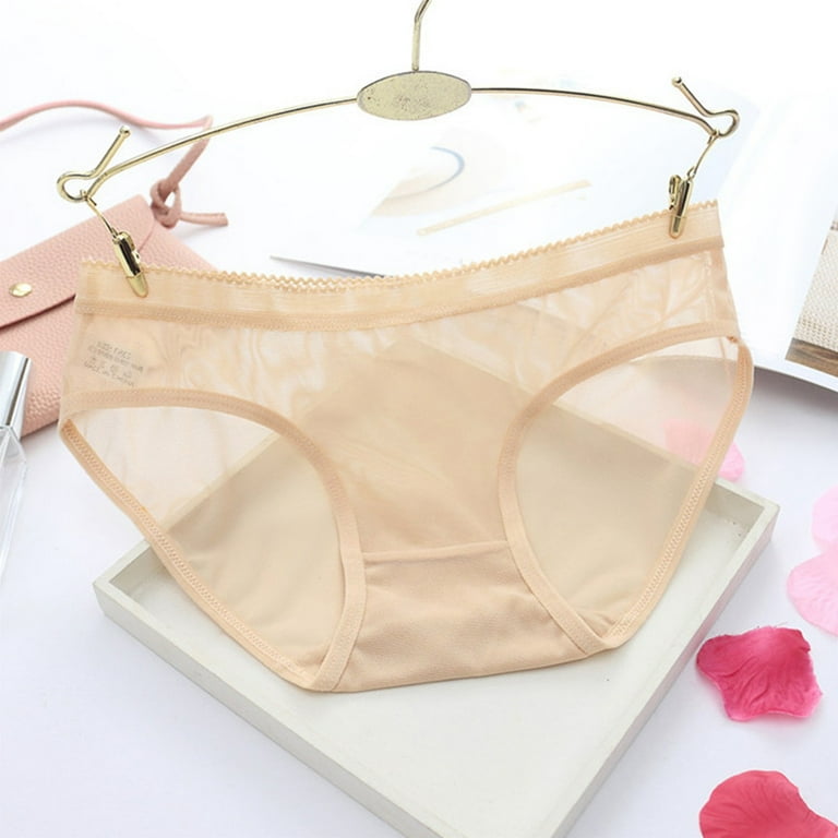 Soft Womens Sexy Ultra Thin Transparent Panties Seamless Comfortable  Breathable Ladies Support Underwear Mid Waist Beige at  Women's  Clothing store